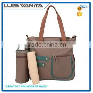 Brown Canvas New Baby Bag 2016 With Changing Mat thumbnail-1