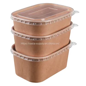 Disposable Bowls With Lids Wholesale Ice Cream Cup Disposable Food Container Disposable Kraft Paper Bowl Kraft Microwave Packaging Noodle Salad Bowls thumbnail-1