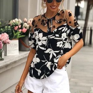 New Hot Style Lace Stitching Women Blouse thumbnail-1