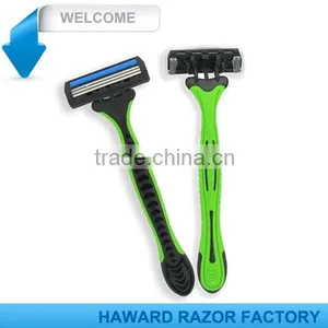 D316L Rubber Handle Triple Disposable Shaving Razor Blades thumbnail-1