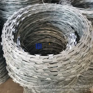 Galvanized Razor Wire Concertina Coil Size BTO-30 Razor Barbed Wire Combat Wire Round thumbnail-4