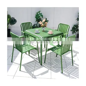 Dining Table And 4 Chairs Metal Dining Single Bench Chair And Table With Green Color thumbnail-1