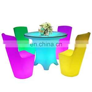 Outdoor Event Party Furniture Illuminated 16 Colors Changing Cocktail Illuminated Bar Table and Chairs Sofa Stool Set thumbnail-1
