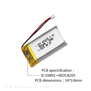Chinese Lithium-ion Cell Manufacturer Wholesale Gamepad Battery UFX802035 500mAh 3.7V thumbnail-4