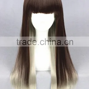 High Quality 65cm Medium Long Straight Brown&Gray Color Mixed Lolita Wig Synthetic Anime Wig Cosplay Hair Wig Party Wig Quality Choice thumbnail-2