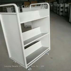 Rolling Utility Cart: Modern Industrial Style| Metal Storage Organizing Shelves |Mobile Library Book Trolley With Brake Wheels For Bookstores thumbnail-5