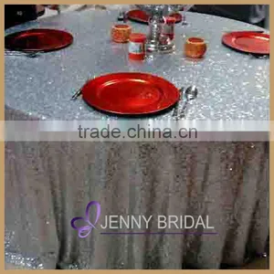 SQN#6 Universal Charcoal Black Sequin Fabric Round Table Cloth thumbnail-2
