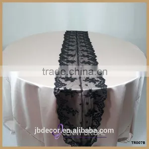 TR007B Round Rectangle Tables Decor 100% Lace Hand Embroidered Table Runner thumbnail-1