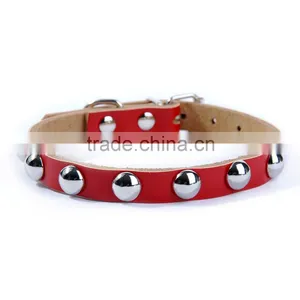 Wholesale Pet Supplies Five Spot Color Real Cowhide Mushroom Rivet Dog Collar thumbnail-6