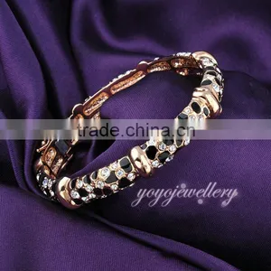 Wholesale Jewelry India Bracelet Leopard Design Crystal Rose Gold Plated Bangles thumbnail-5