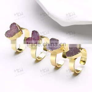 Available Stock Jewelry Natural Crystal Heart Ring Design Wholesale thumbnail-3