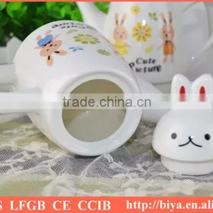 Moroccan Tea Pot Customized Plain White Ceramic Porcelain Tea Pot & Kettle for Two Cup and Saucer Rabit thumbnail-4
