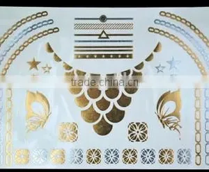 New Tattoo Metal Silver Golden Temporary Tattoos Sticker For Adults thumbnail-1