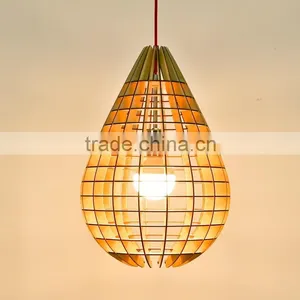 2016 Hot Sale Popular Classic Simple Creative Decorative Suspension Shade Wooden LED Pendant Lamp JK-8005B-11 LED Pendant Light thumbnail-5