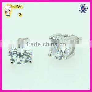925 Sterling Silver Stude Earring Three Claw CZ Stone Earring thumbnail-5