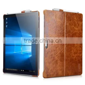 Icarer Vintage Series Luxury Genuine Leather Back Cover for Surface Pro 4 Oil Wax Grain Holder Leather Case for Surface Pro 4r thumbnail-2