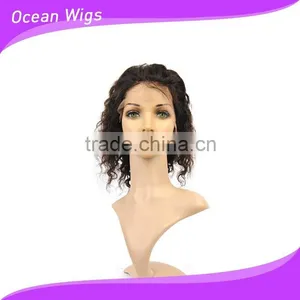 Human Hair Front Lace Wig, Deep Wave,10", Natural Color thumbnail-1