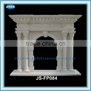 Stone Interior Fireplace Surround With Decorative Pillars thumbnail-1