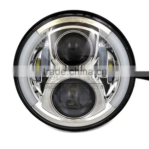 BJ-HL-017 High Quality 12V Aluminum 7" Round Projector HID Headlight Motorcycle LED Headlamp For Harley Davidson thumbnail-2