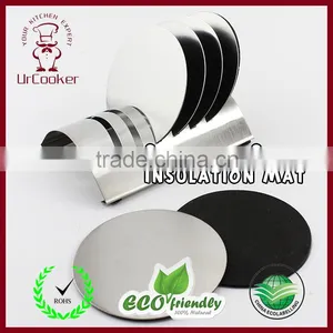 Round Shape Stainless Steel Coaster With Holder Set thumbnail-1