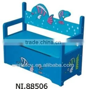 Children Wooden Storage Box Bench thumbnail-1