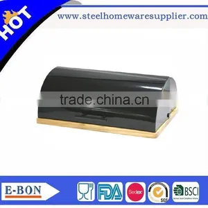Finely Processed Stainless Black Steel Bread Bin thumbnail-1