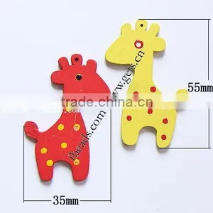 35x55x2.5mm Mixed Colors Deer Painted Wood Pendants thumbnail-1