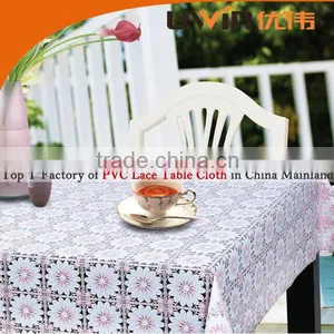 Quality Elegant Floral Printed White Decorating PVC Lace Table Cloth thumbnail-6