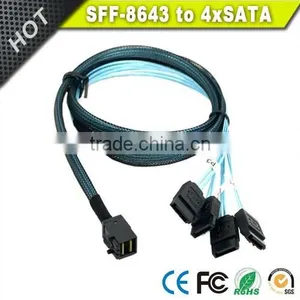 Internal HD Mini SAS SFF-8643 to 4 SATA Forward Breakout Cable Quality Choice thumbnail-3