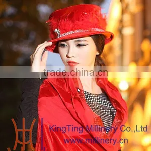 2015 Red Lady Fashion Cloche Hat thumbnail-4