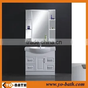 36" White Rustic Style Bathroom Cabinet With Mirror Cabinet thumbnail-1