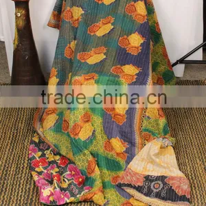 Sari Kantha Quilt Vintage Quilt Indian Twin Throw Kantha Throw thumbnail-2