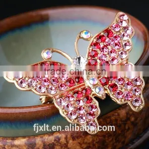 Brass Cooper Butterfly Rhinestone Brooch thumbnail-2