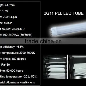 High Performance 2g11 End Cap Led Tube Samsung Chip 8w 12w 16w 20w 22w 120v 240v Pll Led Lamp thumbnail-4
