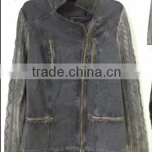 Garment Wash Long Sleeve Zippers Opening Knit Jackets thumbnail-1