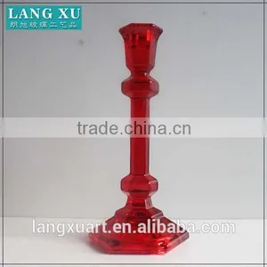 LXHY-A057 Hexagonal Base Antique Crystal Clear Colored Glass Tapper Candle Holder thumbnail-5