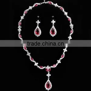 Top Design CZ Jewelry Blue Sapphire Necklace Sets 2015 Wholesale Wedding Bride Jewelry thumbnail-4