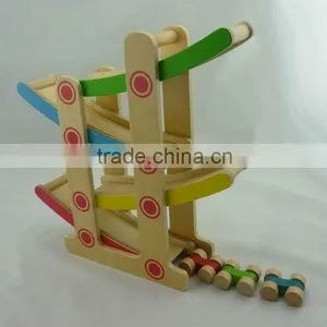 2014 Top Quality Wooden Racetrack and Sliding Racing Car Toy Set for Kids thumbnail-3