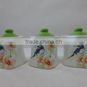 Eco-Friendly Feature and Herb & Spice Tools Type Ceramic Tea Coffee Sugar Canisters Set thumbnail-1