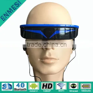 Smart Wearable Device 98" HD 1080P Android 5.1 Wholesale 3D Virtual Glasses Video thumbnail-1