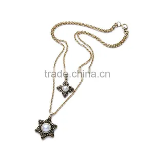 Cheap Wholesale Jewelry 2016 Latest Design Fashion Pearl Pendant Chain Necklace thumbnail-4