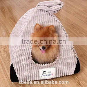 Solid Corduroy Made Pet House Dog Bed thumbnail-5