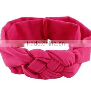 20cm 2016 New Children and Female Baby Hair Braided Cross Hair Band Cotton Elastic Headband Hand Knot of Peace thumbnail-2