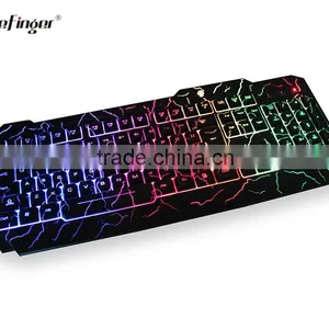 Rainbow LED Backlit Gaming Keyboard With Cool Crack Parttern thumbnail-1