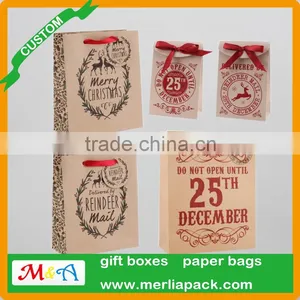 Kraft Paper Bag Winter Evergreen Christmas Trees Natural Brown Luxury Gift Large Bags thumbnail-3