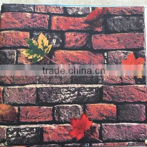 Brick Design Pvc Wallpaper 3d Visual Effects With Maple Leaf thumbnail-1