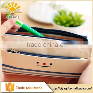Wholesale Custom Clear Cute Large Zipper Unbranded White Canvas Pencil Case for School thumbnail-1