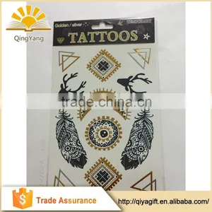 CMYK Machine Printing Body Jewelry Temporary Gold Tattoos thumbnail-1