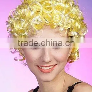 Yellow Color Cheap Synthetic Hair Soccer Wigs, Football Fans Wigs thumbnail-1