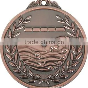 Brass Medal With Ribbon, Silver Medal, Swimming Medal thumbnail-1